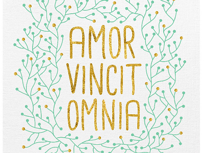 Amor Vincit Omnia amor vincit omnia book gold illustration love conquers all quote typography