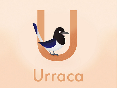 Urraca Vowel childish illustration magpie vowels