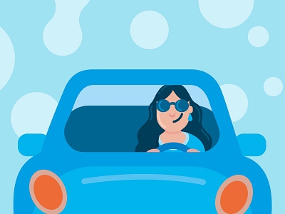 Water Character - lady driver ballon blue bubble car characters driver illustration people vector water