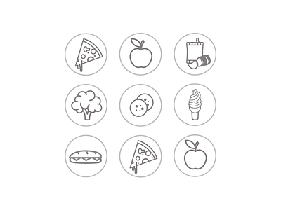 Food Icons app apple food icecream icon icons illustration illustrator pizza uiux vector web