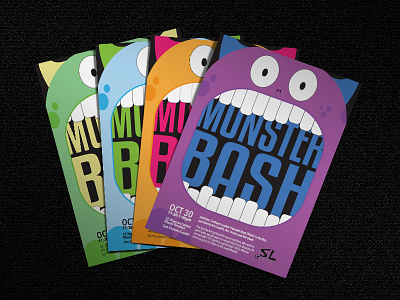 Monster Bash colorful event flyer halloween monster playful