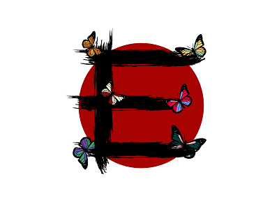 E for 26daysoftype 26daysoftype alphabet brush butterflies e type