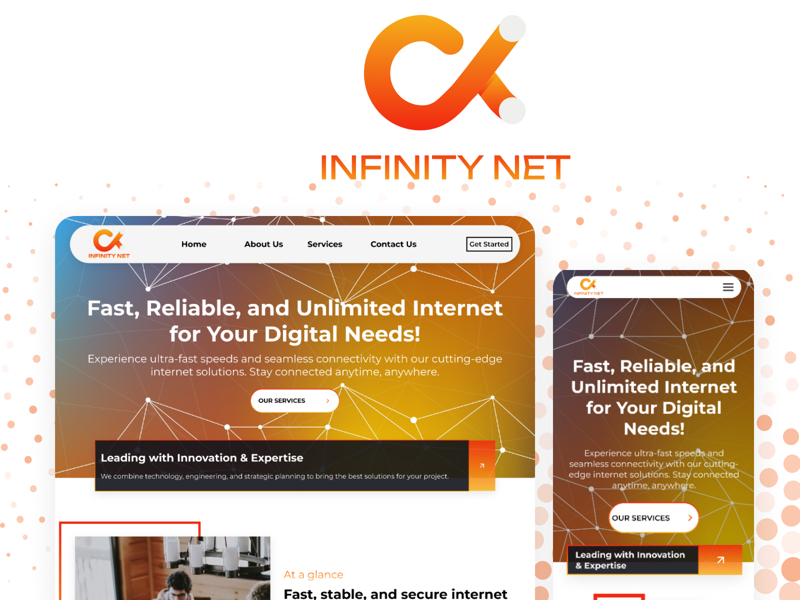 InfinityNet – High-Speed Internet, Zero Limits. creativedirection digitalexperience dribbbleshowcase internet internet service landing page modernui responsivedesign techstartup ui ui design uiux uiuxdesign web design webagency webmockup website websiteinspiration