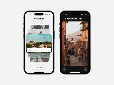 Travel photo album app album app ios photo travel ui ux