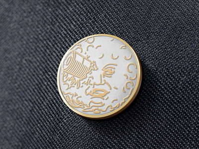 Pin-button | A Trip to the Moon art icon illustration lines moon night pin retro sky stars travel vintage