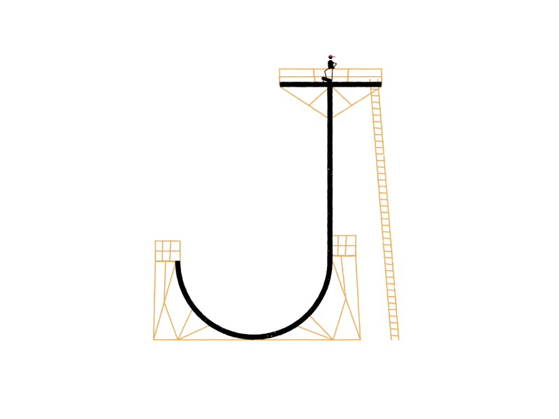 J after effects animate animation design illustration j letter skate type typography