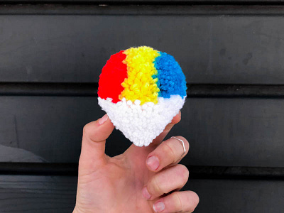 010 🍧 handmade pom pom primary snow cone the100dayproject yarn