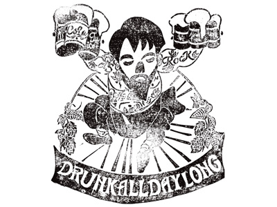 Drunk all day long block print