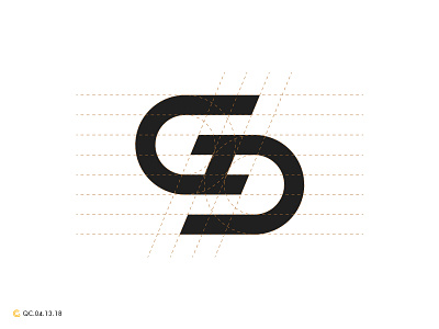 G + D Ambigram ambigram gd golden ratio grid logo mark minimalist monogram process