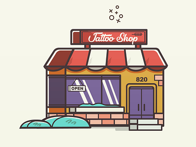 Tattoo shop vector illustration. colors details fun illustration lineart lines shop tattoo vector vectorart