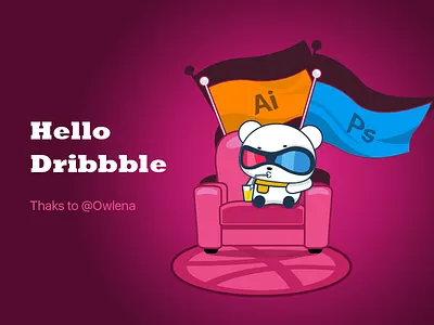 Hello Dribbble bear debut dribbble first hello illustration invite movie pink