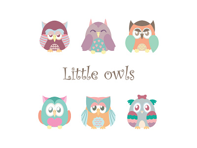 Little owls animal bird cartoon color cool cute funny night owl pastel predator