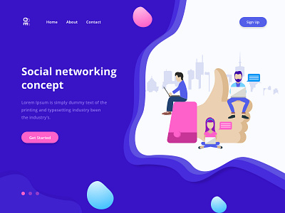 Social Networking Concept colorfull concept fresh illustration lading minimal network page social technology