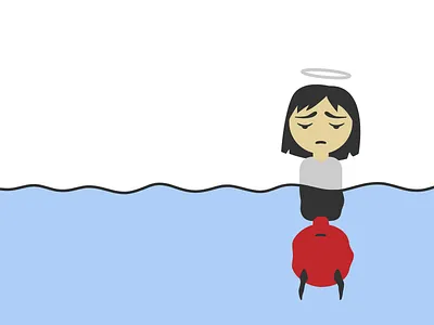 Angel angel bad contrast devil fight good illustration mirror reflection water