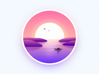 一叶扁舟渡武陵 color gif，sketch icon illustration ui