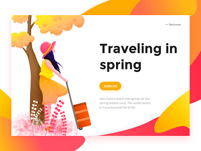 Traveling in spring app brand character design illustration interface ui ux web