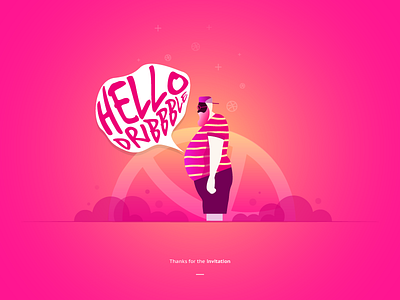 Hello Dribbble! dribbble hello illustration