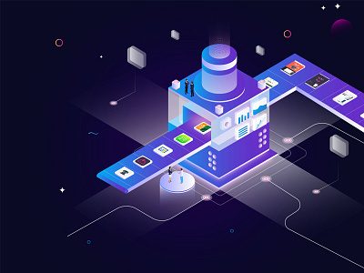 Machine app automation content document illustration isometric machine output website wire