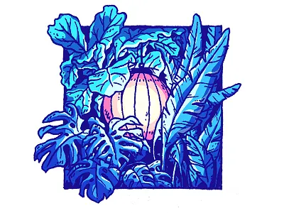 Flora Lucerna blue drawing flora illustration lamp light lucerna monstera plant plants sketch