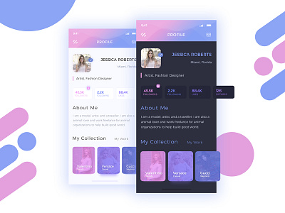 Profile dark fashion ios light mobile profile ui
