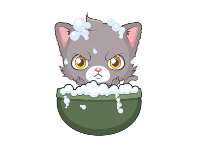 Kitty hates bath time animal bath cartoon cat cute funny kitten kitty tomcat