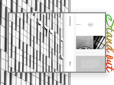 Stand out architecture black building dark landing typography ui ux white