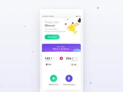 Live cricket score app commentary cricket ios live participate play score ui ux watch winner