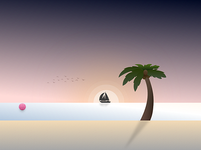 Sea View - Sun Set Illustration || First Shot first shot illustration sea view sun set