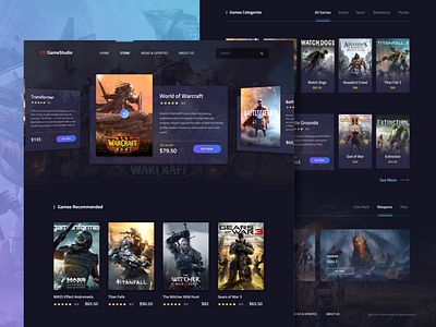 Game Exploration dark debut games header illustration landing market page place slider ui website