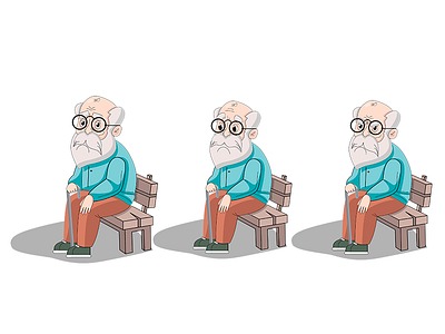 Old Man angry character design happy illustration man old sad