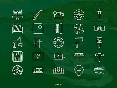 Icons for a business tool boat current electrical electricity icon lines nautical ship shipyard technical wires