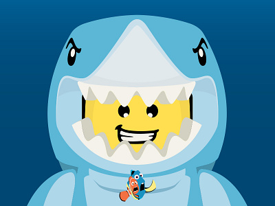 Fish Are Friends Not Food bruce dory fish illustration lego marlin minifigure nemo pixar shark vector