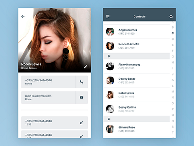 Contacts UI android contacts ios list ui ux