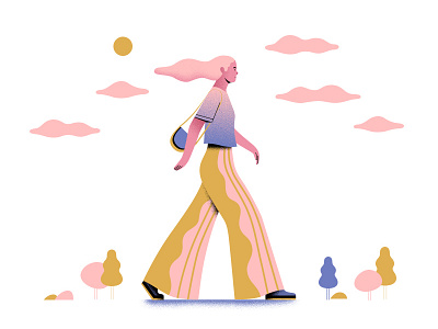 Daydreaming animation character characterdesign clouds design dreaming illustration lady the100dayproject walking woman