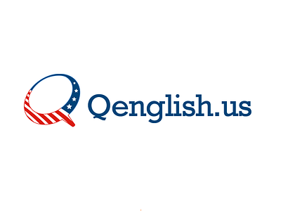 Logo Qenglish course design education lenguages logotipo. english school us usa