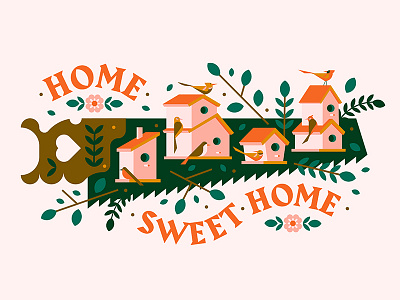 Home Sweet Home bird flower hand home house leaf plant saw tree