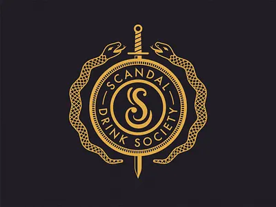 Scandal - Drink Society Logo brand identity branding design illustrated logo illustration logo scandal typography