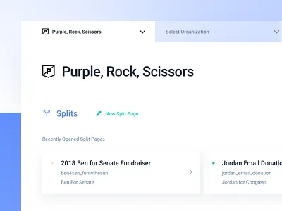 Splits clean donate donation fundraise index platform revv saas split ui ux whitespace