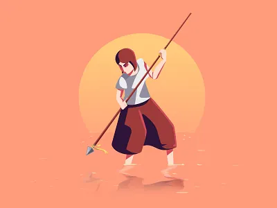 mujeres bellas y fertes empowered fishing illustration sunset women