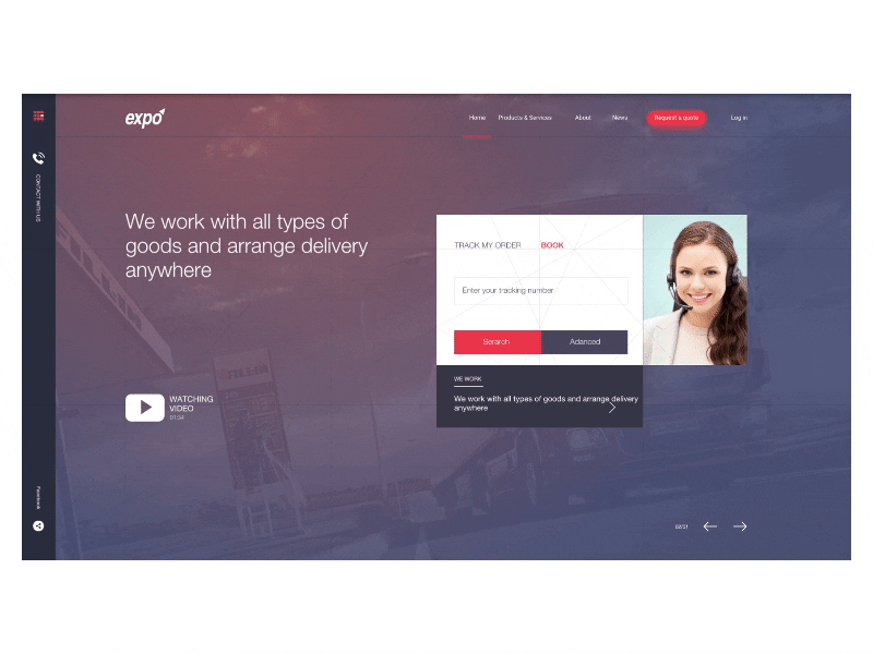 Expo logistics website . flinto prototyping sketch ui