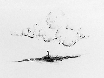 Look Up clouds drawing graphite illustration pencil sketch