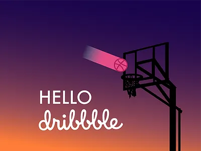 Hello Dribbble basketball free throw gradient hello dribble illustration silhouette