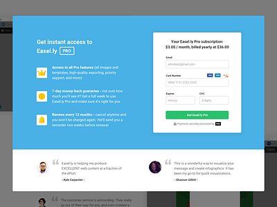Go Pro UI card ui easelly form ui plan and pricing ui pro ui quote ui upgrade ui web landing