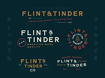 Flint and Tinder Badges apparel badge branding design identity illustration logotype shirt type typography