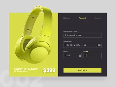 #002 Credit Card Checkout checkout creditcard dailyui day2 e commerce headphone interface uichallenge