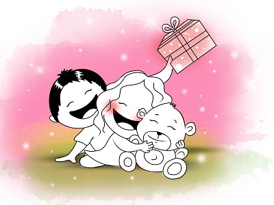 When he pamper me with gifts art bff character design comic cute drawing friends happy me illustration love