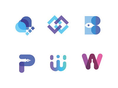 Collection Colorful blue brand branding colorful design gradient icon illusion illustration logo mark monogram