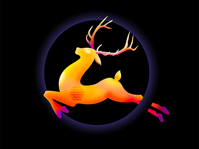 Elk in the night illustration