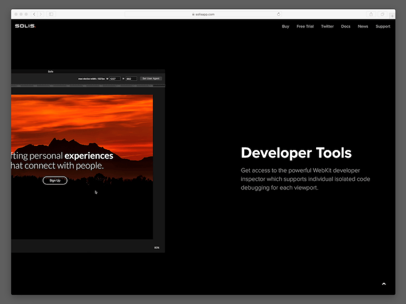 Solis Site - Dev Tools app code css design editing html live mac scss sync web