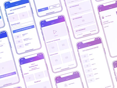 Gravity - Wireframes coach fitness fitness app fitness coach gravity health strength wellness wireframe